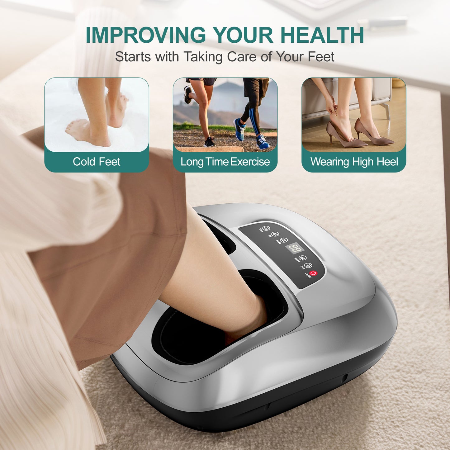 Multifunctional Foot Massager F01 - 15-minute Automatic Timer, Heating Massage, Relieves Fatigue, Cares For Health