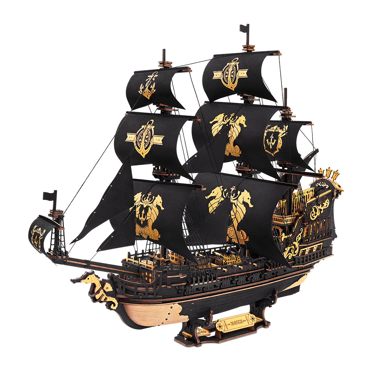 ROKR 3D Wooden Ship Model Kit - Seahorse Bark MCB02 DIY Nautical Puzzle With Moving Parts, Adult Building Project & Unique Maritime Gift For Men