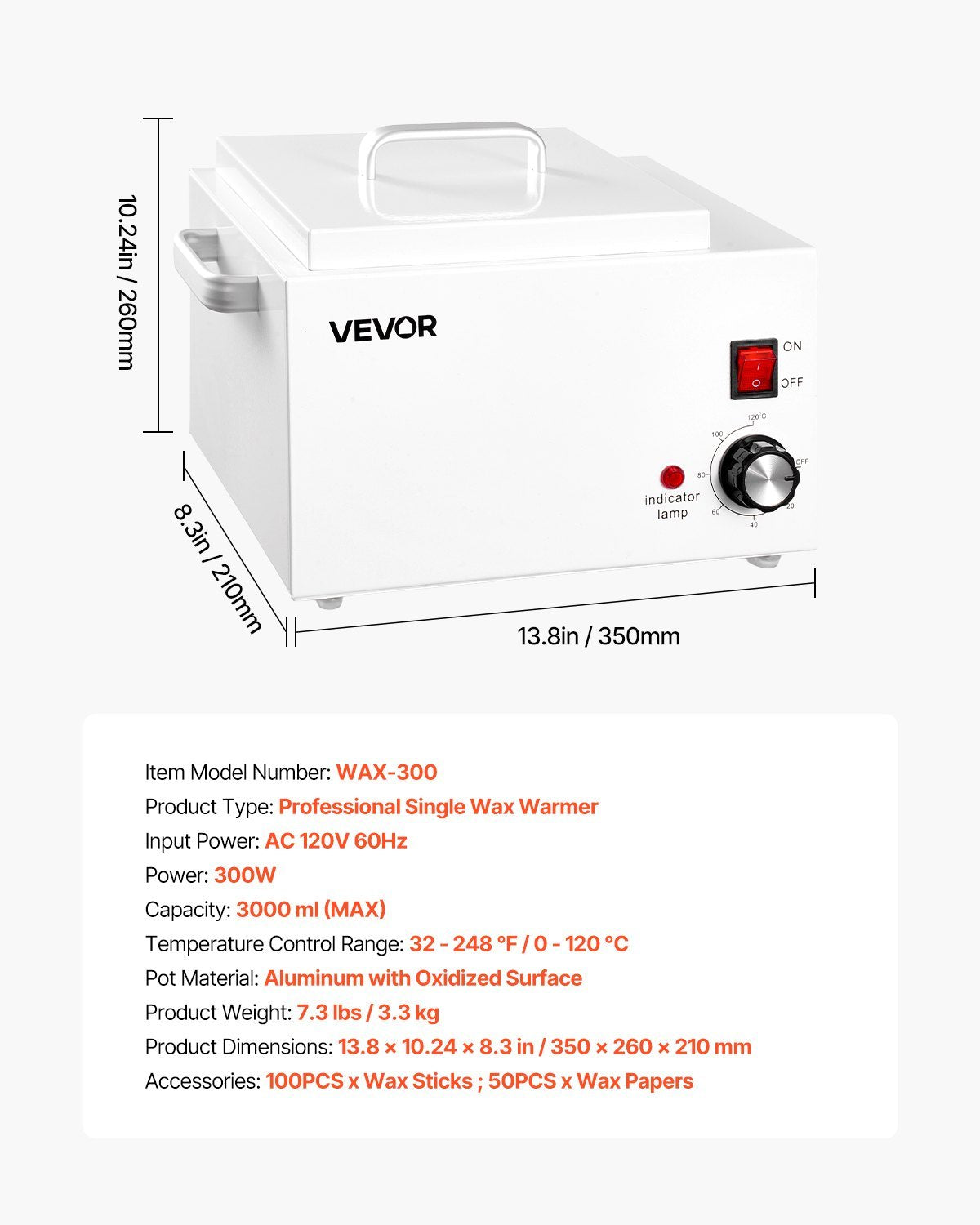 Single Wax Warmer 3000ML 300W Professional Wax Heater Pot For Hair Removal